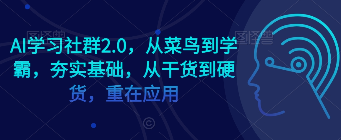 AI学习社群2.0，从菜鸟到学霸，夯实基础，从干货到硬货，重在应用